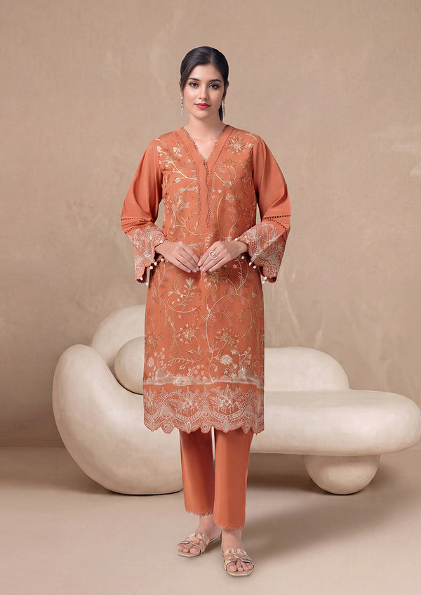Rust-Cotton Silk-2 Piece (WPS25SE2023)