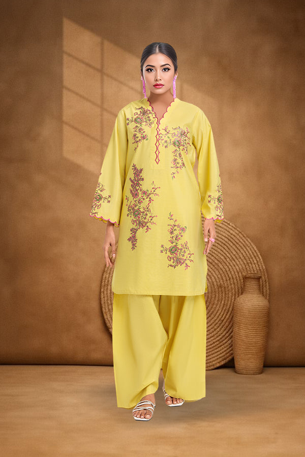 Lime-Cotton Silk-2 Piece (WPS25SE2052)