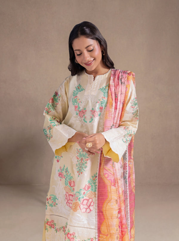 L-Yellow-Cotton Silk-3 Piece (WPS25SE3001)