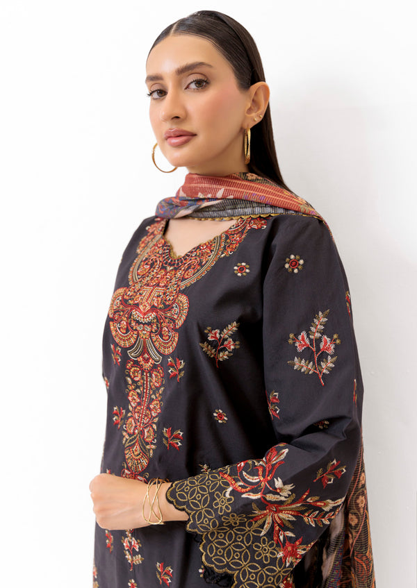 Black-Cotton Silk-3 Piece (WPS25SE3003)