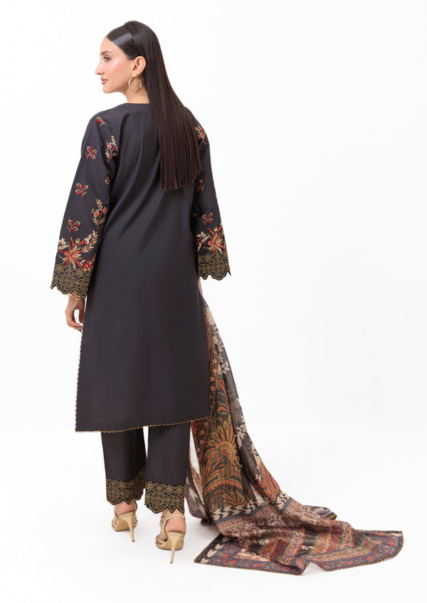 Black-Cotton Silk-3 Piece (WPS25SE3003)