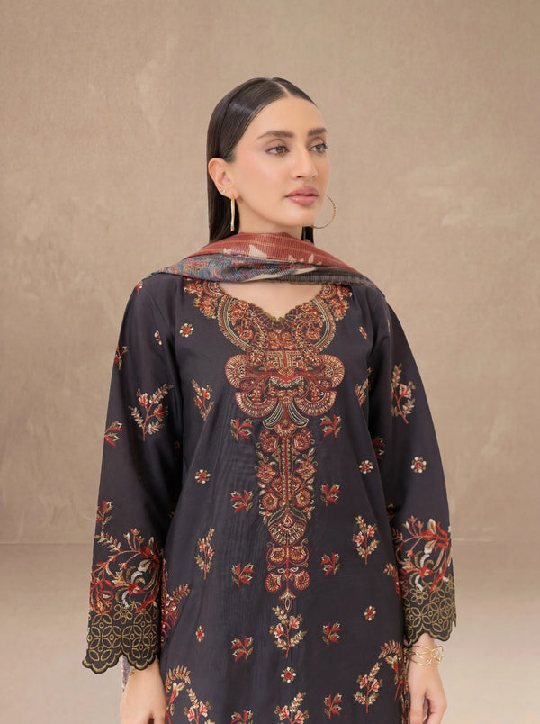 Black-Cotton Silk-3 Piece (WPS25SE3003)