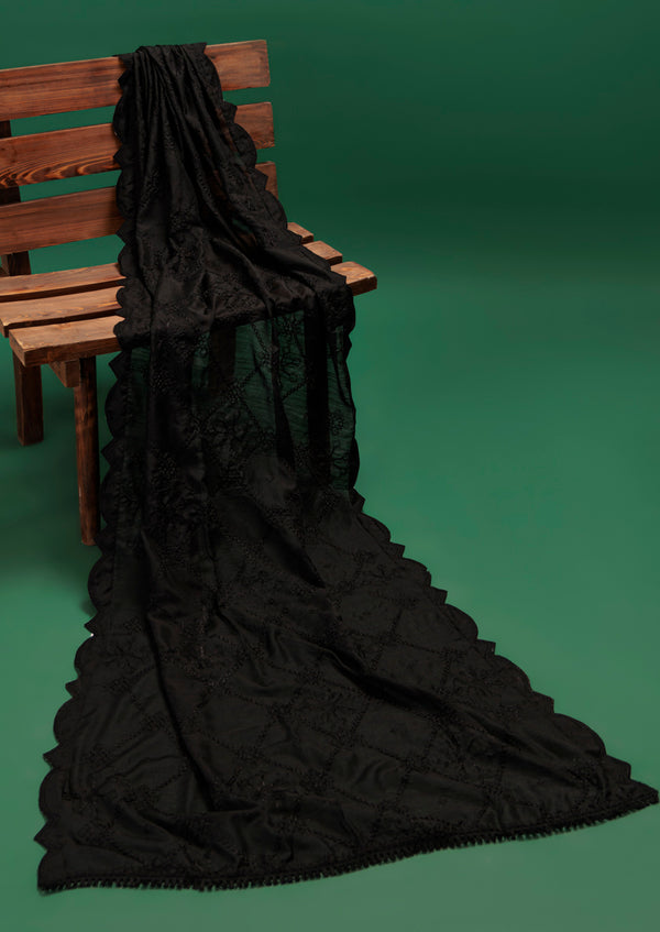 Embroidered Black Voile Dupatta (W25VD1002)