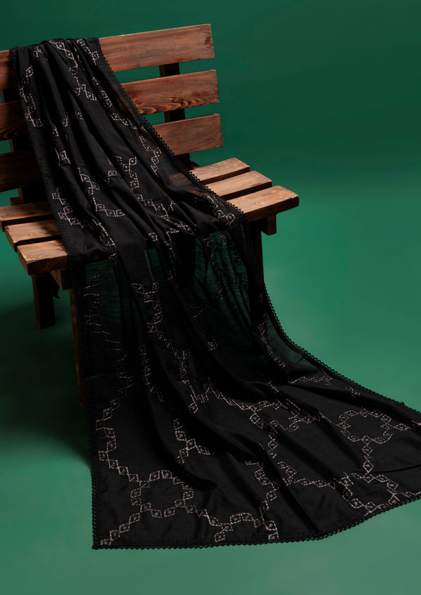 Embroidered Black Voile Dupatta (WPS25VD1015)