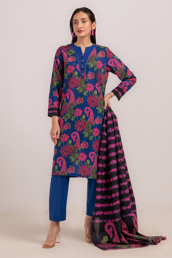 R-BLUE-KHADDAR-3 PIECE (WS2243P14)