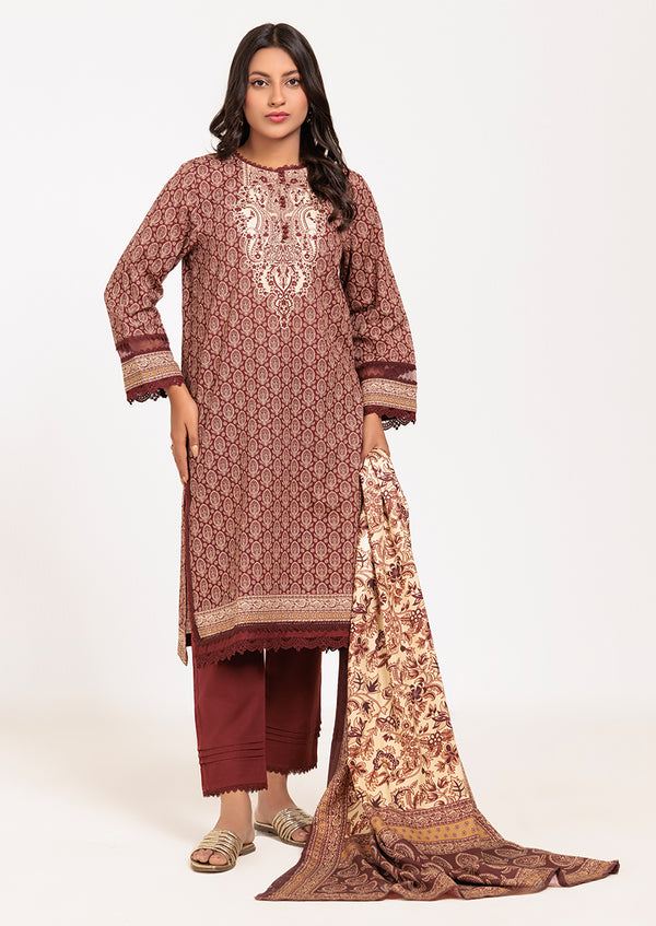 MAROON-KHADDAR-3 PIECE (WS2243P24)