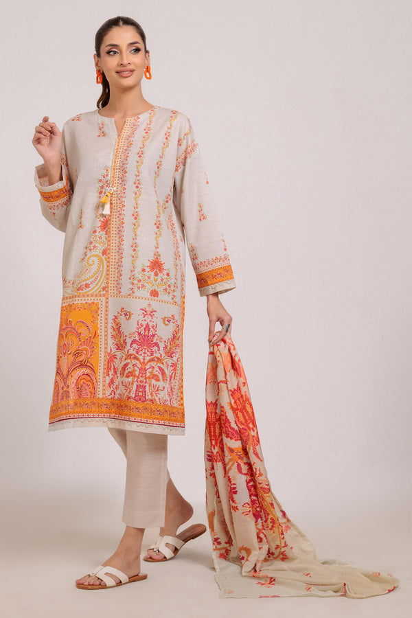 BEIGE-KHADDAR-3 PIECE (WS2243P32)