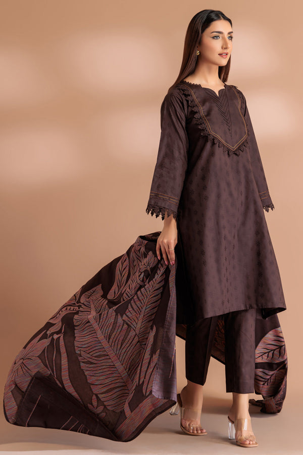 BROWN-JACQUARD-3 PIECE (WS5233P12)