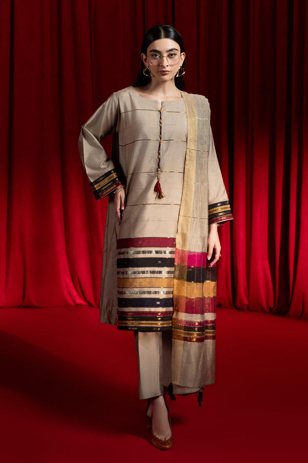 BEIGE-YARN DYED-3 PIECE (WS5243P10)