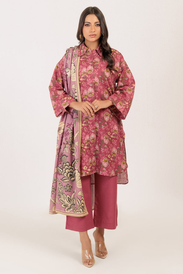 BURGUNDY-KHADDAR-3 PIECE (WS6243P101)