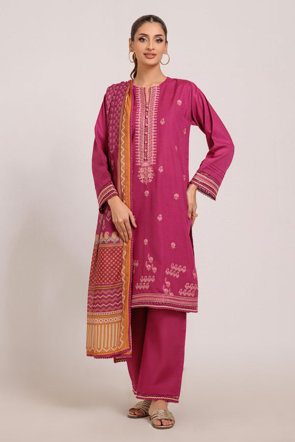 HOT-PINK-KHADDAR-3 PIECE (WS6243P103)