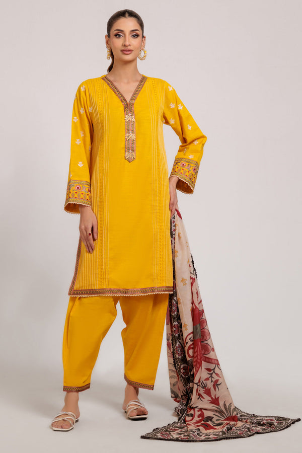 YELLOW-KHADDAR-3 PIECE (WS7243P23)