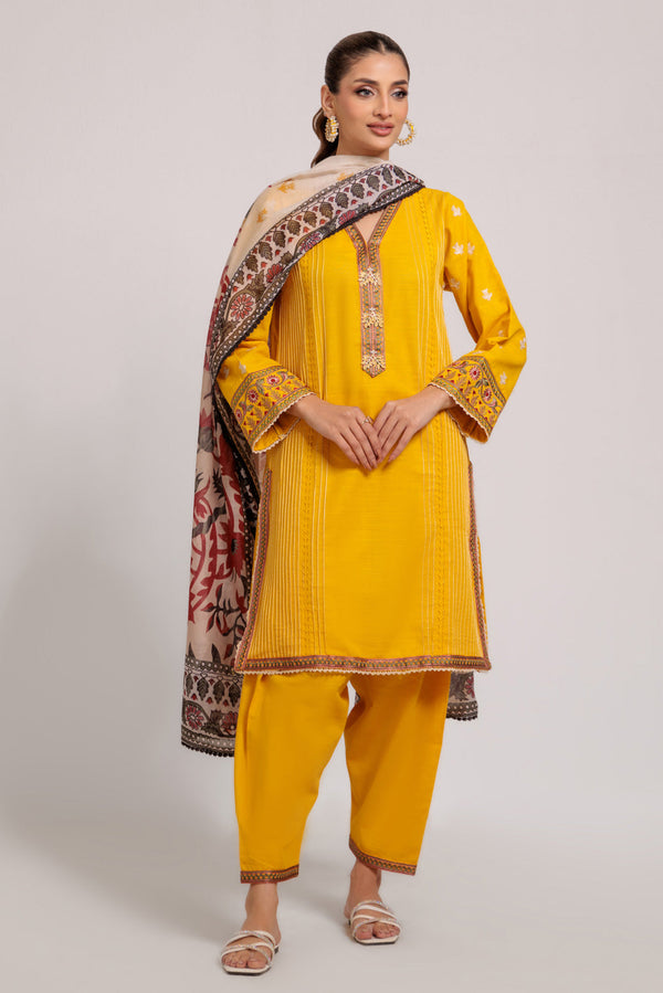 YELLOW-KHADDAR-3 PIECE (WS7243P23)
