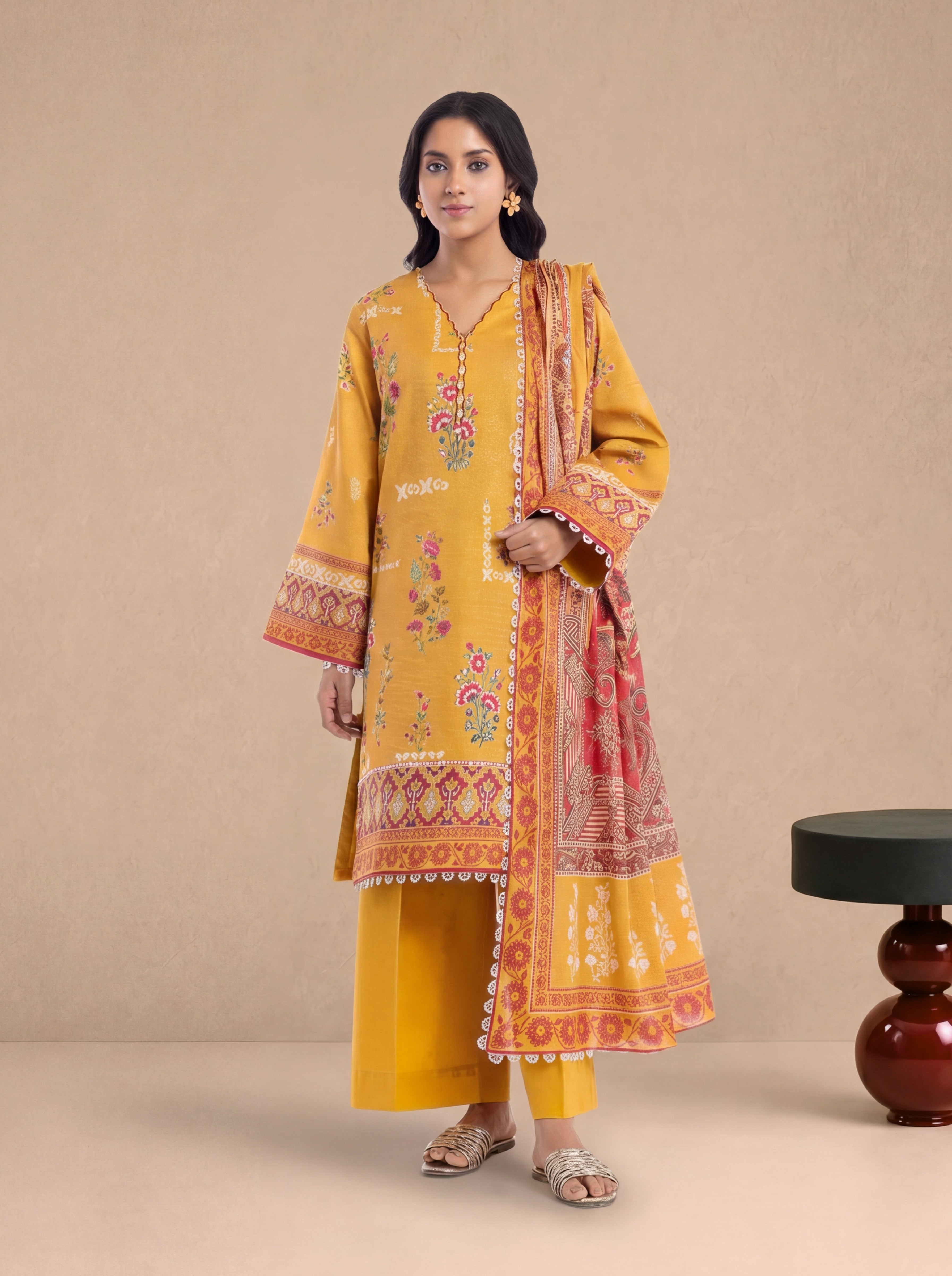 Bonanza Satrangi Scarlet - 3 Pc (WU3PPBS26LI1F84), view 1