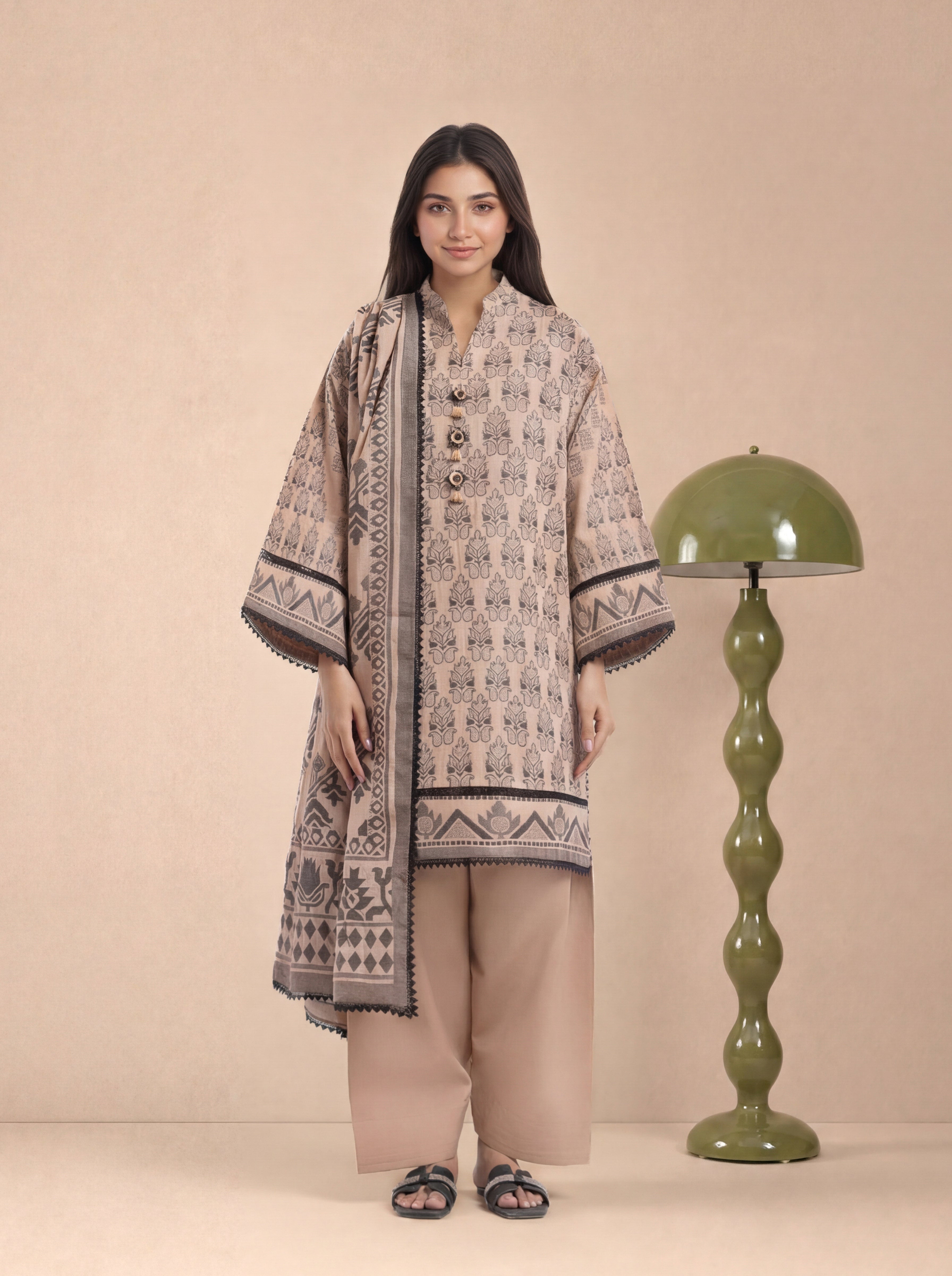Bonanza Satrangi L-Brown-Jacquard-3 Piece (WU3PSBS26K2M1), view 1