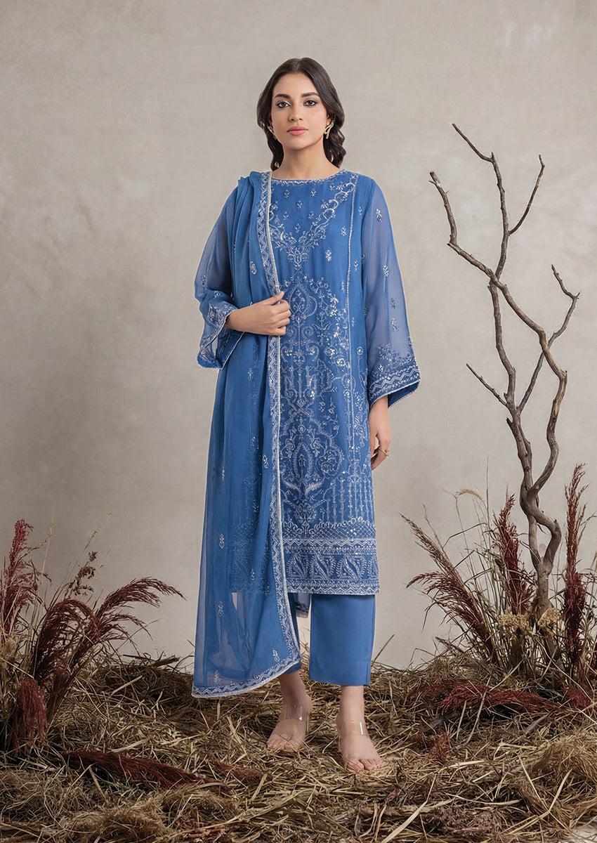 Blue-Chiffon-3 Piece (WU3PSLS25AF13P) – Bonanza Satrangi