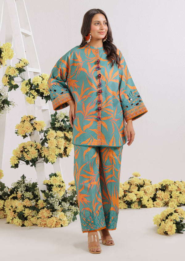 Teal Leaves - 2 Pc (WU25ST2029)