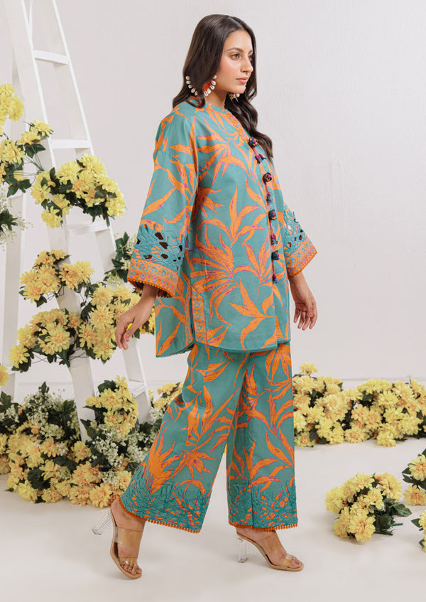 Teal Leaves - 2 Pc (WU25ST2029)