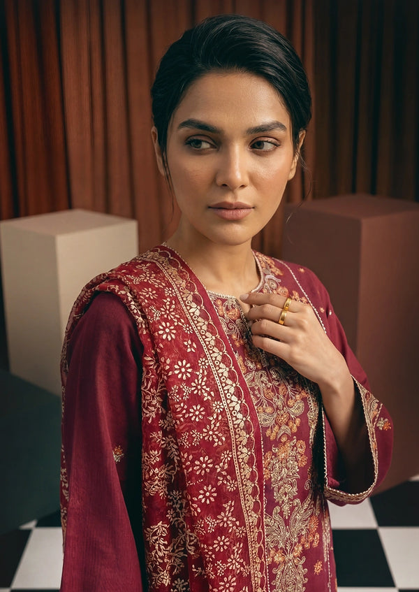 Maroon-Cotton-Net-3 Piece (WP3PSFW25F11D1)