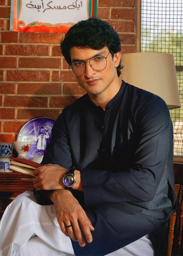 Navy-Blended-Kurta - (MP1PBW25BM10N4)