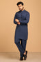 N-BLUE-COTTON-KURTA PAJAMA TROUSER- (KSS23-014)