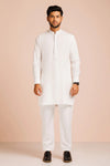 WHITE-BLENDED-KURTA PAJAMA TROUSER (KSS23-023)