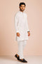 WHITE-BLENDED-KURTA PAJAMA TROUSER (KSS23-023)