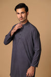 CHARCOAL-BLENDED-KURTA PAJAMA TROUSER (KSS23-030)