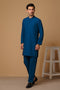 SCH-BLUE-BLENDED-KURTA PAJAMA TROUSER (KSS23-038)