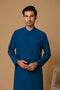 SCH-BLUE-BLENDED-KURTA PAJAMA TROUSER (KSS23-038)