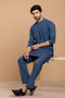 U-BLUE-BLENDED-KURTA PAJAMA TROUSER- (KSS23-048)