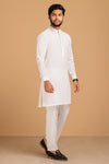 WHITE-BLENDED-KURTA PAJAMA TROUSER- (KSS23-049)