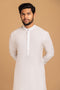 WHITE-BLENDED-KURTA PAJAMA TROUSER- (KSS23-049)