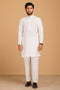 WHITE-BLENDED-KURTA PAJAMA TROUSER- (KSS23-049)