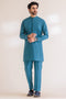 TEAL-BLENDED-KURTA PAJAMA TROUSER - (KSS24-004)